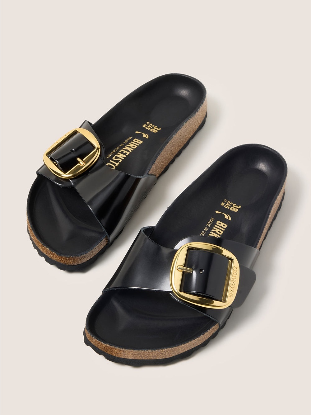 Birkenstock Madrid Big Buckle High Shine Black Slide Sandals Size 9 (40) - Picture 7 of 7